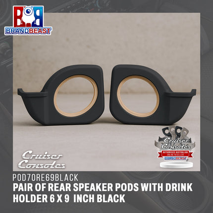 Cruiser Consoles Pair of Rear Speaker Pods 6 X 9  Inch Black | POD70RE69BLACK