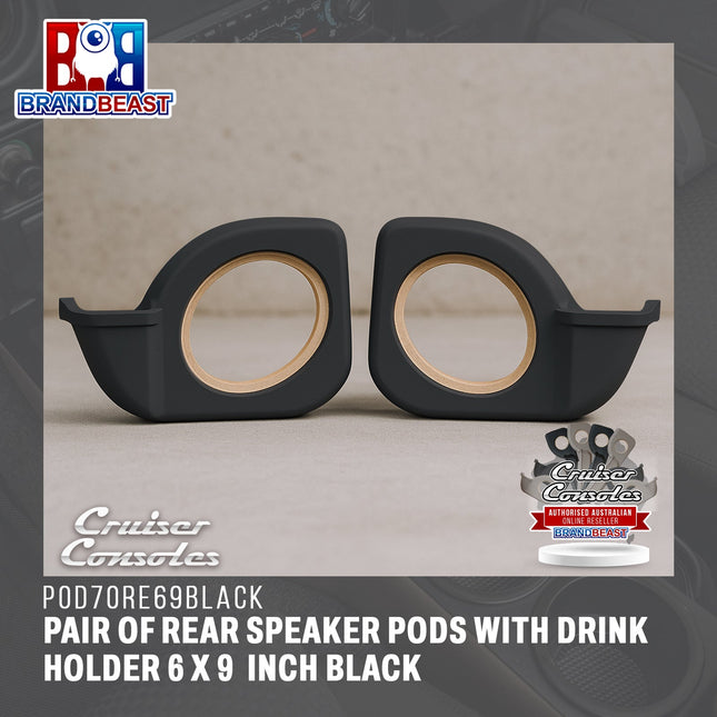 Cruiser Consoles Pair of Rear Speaker Pods 6 X 9  Inch Black | POD70RE69BLACK