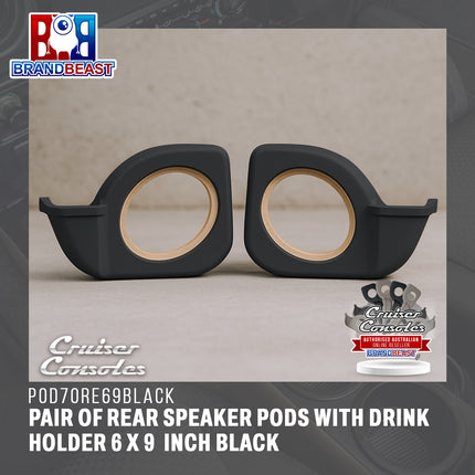 Cruiser Consoles Pair of Rear Speaker Pods 6 X 9  Inch Black | POD70RE69BLACK