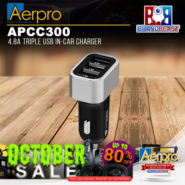 Aerpro APCC300 4.8A Triple USB In-Car Charger