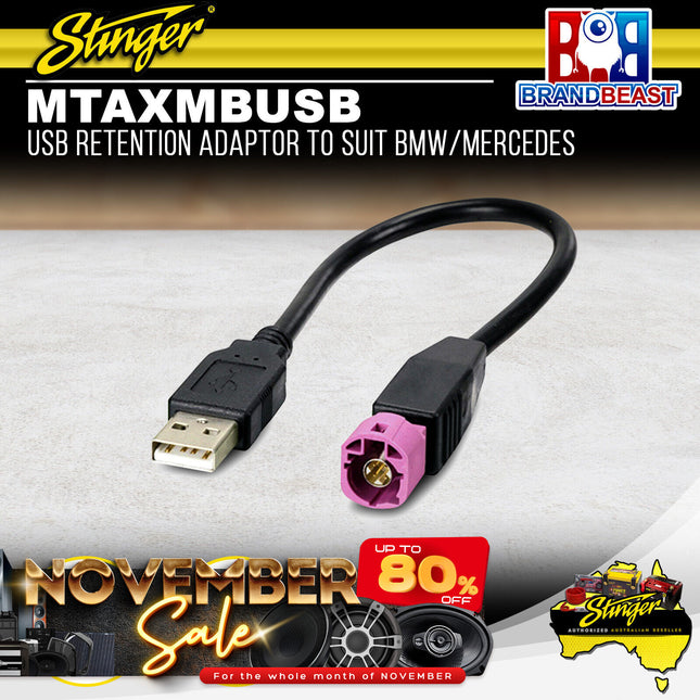 Stinger MTAXMBUSB USB Retention Adaptor For BMW/Mercedes 2004-2018