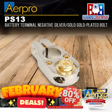 Aerpro PS13 Battery Terminal Negative Silver/Gold (Gold-Plated Bolt)