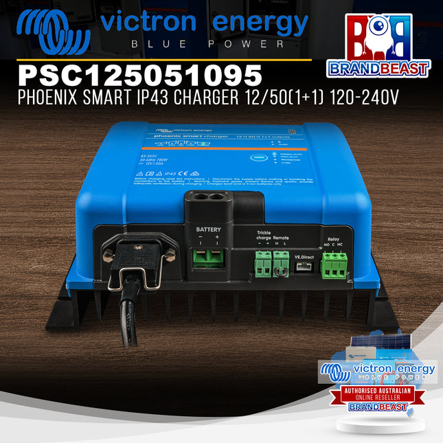 Victron Energy PSC125051095 Phoenix Smart IP43 Charger 12/50(1+1) 120-240V