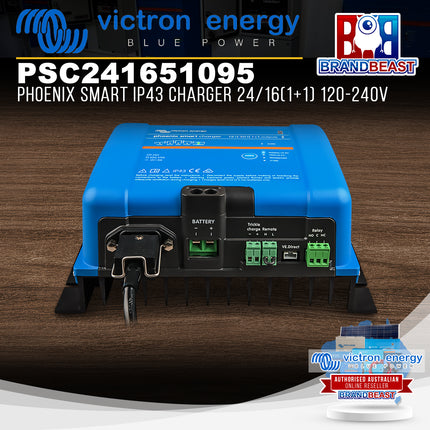 Victron Energy PSC241651095 Phoenix Smart IP43 Charger 24/16(1+1) 120-240V