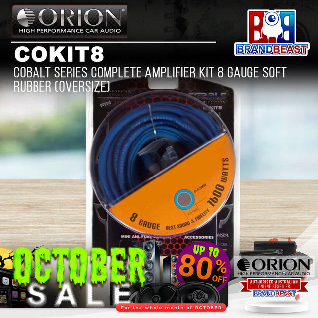 Orion COKIT8 Cobalt Series Complete Amplifier Kit 8 Gauge Soft Rubber (Oversize)