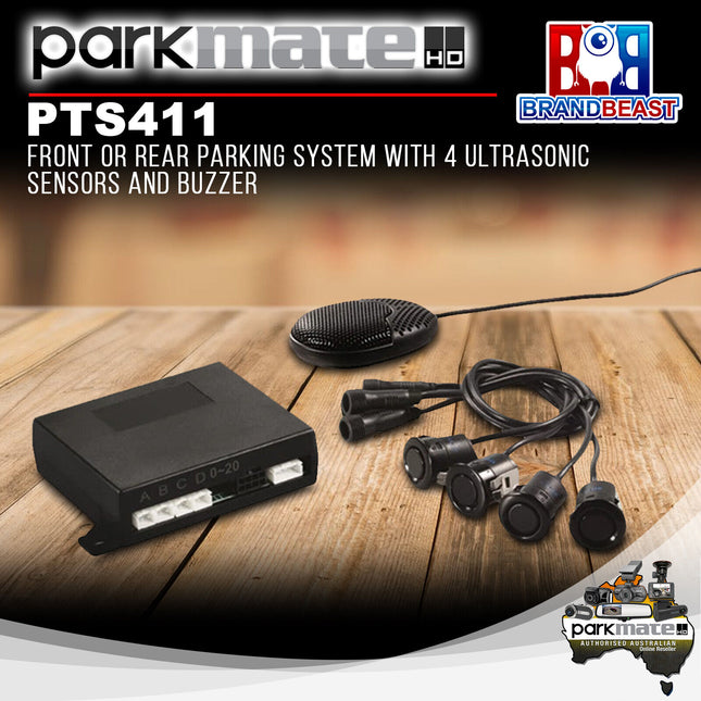 Parkmate PTS411 Front or Rear Parking System with 4 Ultrasonic Sensors and Buzzer