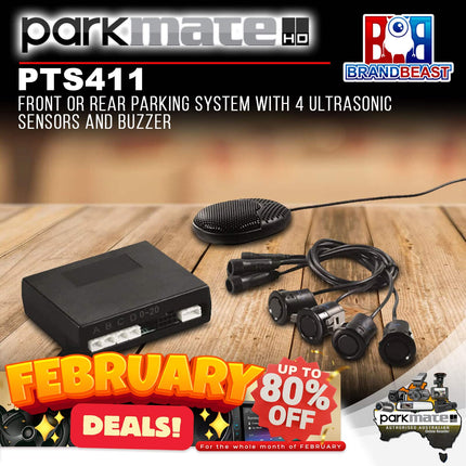 Parkmate PTS411 Front or Rear Parking System with 4 Ultrasonic Sensors and Buzzer