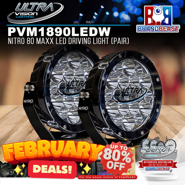 Ultra Vision Lighting PVM1890LEDW4-C-PR NITRO 80 Maxx LED Driving Light (Pair) - 4500K & Chrome