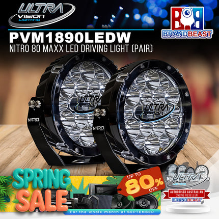 Ultra Vision Lighting PVM1890LEDW-C/PR NITRO 80 Maxx LED Driving Light (Pair) - 5700K & Chrome