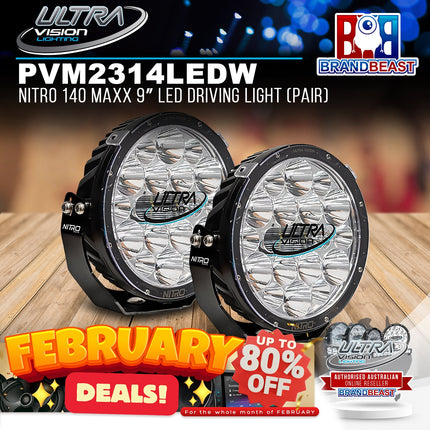 Ultra Vision Lighting PVM2314LEDW4-C/PR Nitro 140 Maxx 9‚Ä≥ LED Driving Light (Pair) - 4500K & Chrome