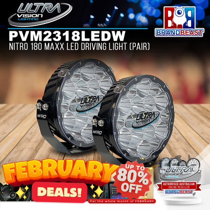 Ultra Vision Lighting PVM2318LEDW4-C/PR NITRO 180 Maxx LED Driving Light (Pair) - 4500K & Chrome