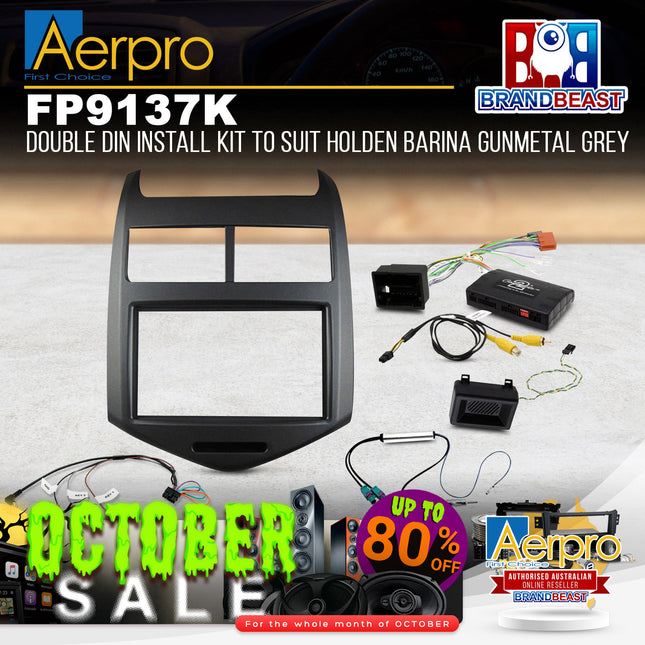 Aerpro FP9137K Double DIN Gunmetal Grey Install Kit Suit Holden Barina 2011-2016