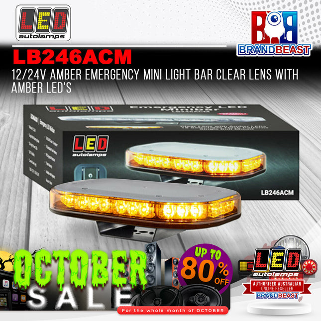 LED Autolamps LB246ACM 12/24V Amber Emergency Mini Light Bar Clear Lens