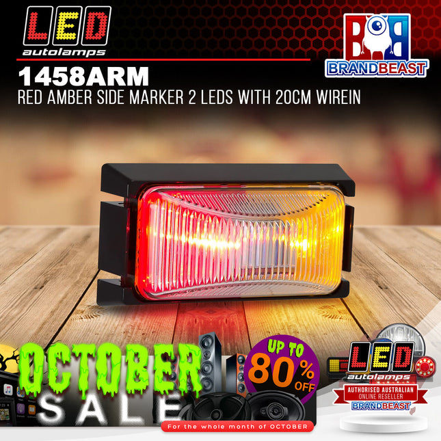 LED Autolamps 1458ARM Red Amber Side Marker 2 LEDs With 20cm Wire