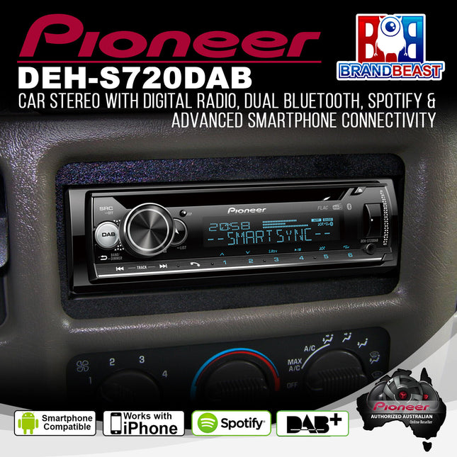 Pioneer DEH-S720DAB Car Stereo with Digital Radio, Dual Bluetooth, & Spotify