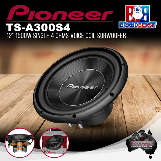 Pioneer TS-A300S4 12‚Ä≥ 1500W A Series Subwoofer with Single 4 Ohm Voice Coil