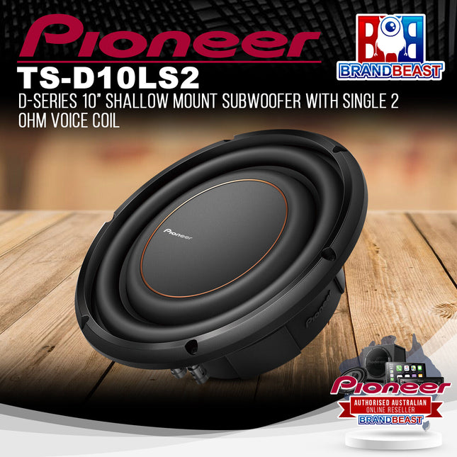 Pioneer TS-D10LS2 D-Series 10&quot; Shallow Mount Subwoofer w/ Single 2Ohm Voice Coil