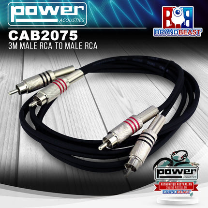 Power Acoustics CAB 2075 3m Male RCA to Male RCA