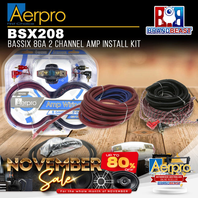 Aerpro BSX208 BASSIX 8GA 2-Channel Amplifier Install Kit