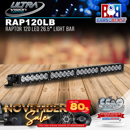 Ultra Vision Lighting RAP120LB4Sv2 Raptor 120 LED 26.5" Light Bar - 4000K & Spread