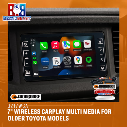 Mongoose Q217WCA 7" Wireless CarPlay Multi Media for Older Toyota Models