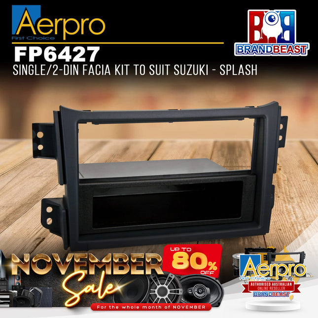 Aerpro FP6427 Single/Double DIN Black Facia Kit For Suzuki Splash NZ 2008 - 2014