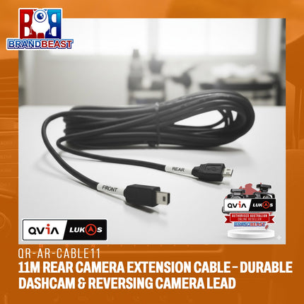 QVIA LUKAS QR-AR-CABLE11 11m Rear Camera Extension Cable – Durable Dashcam & Reversing Camera Lead