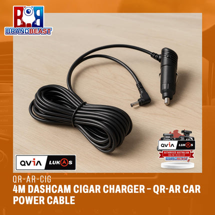 QVIA LUKAS QR-AR-CIG 4m Dashcam Cigar Charger – QR-AR Car Power Cable