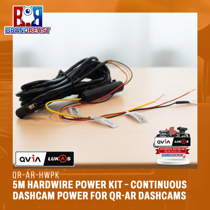 QVIA LUKAS QR-AR-HWPK 5m Hardwire Power Kit – Continuous Dashcam Power for QR-AR Dashcams