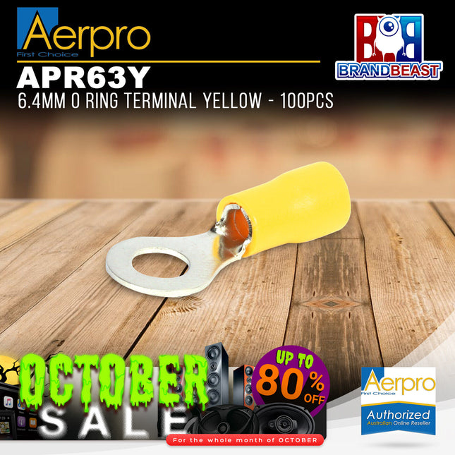 Aerpro APR63Y 6.4mm O Ring Terminal Yellow - 100pcs