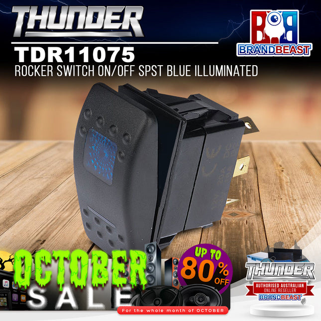 Thunder TDR11075 Rocker Switch On/Off SPST Blue Illuminated