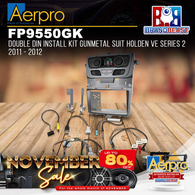 Aerpro FP9550GK Double DIN Install Kit Gunmetal Suit Holden VE Series 2
