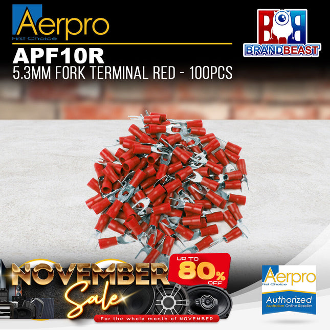 Aerpro APF10R 5.3mm Fork Terminal Red - 100pcs