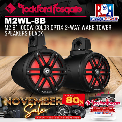 Rockford Fosgate M2WL-8B M2 8" 1000W Color Optix 2-Way Wake Tower Speakers Black