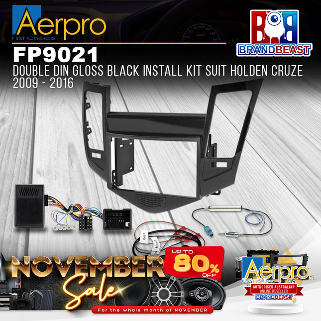 Aerpro FP9021 Double DIN Gloss Black Install Kit Suit Holden Cruze 2009 - 2016