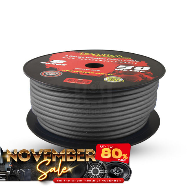 DNA PC8S 8 Gauge Power Cable Frosted Silver - 50 Metres