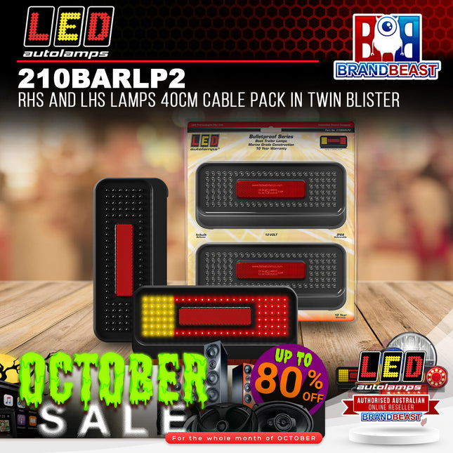 LED Autolamps 210BARLP2 RHS and LHS Lamps 40cm Cable Pack In Twin Blister