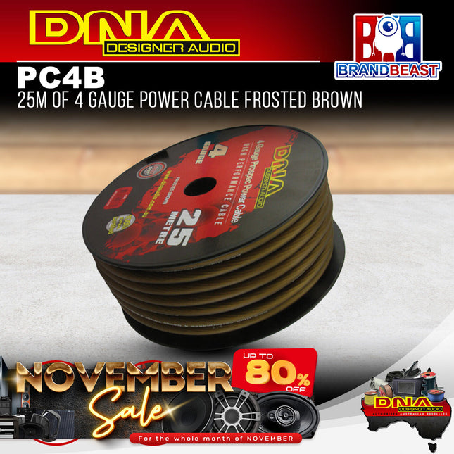 DNA PC4B 4 Gauge Power Cable Frosted Brown - 25 Metres