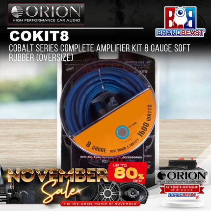 Orion COKIT8 Cobalt Series Complete Amplifier Kit 8 Gauge Soft Rubber (Oversize)