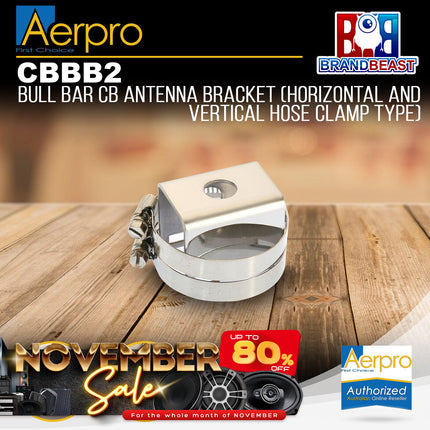Aerpro CBBB2 Stainless Steel Universal Bull Bar Mount CB UHF Antenna Bracket