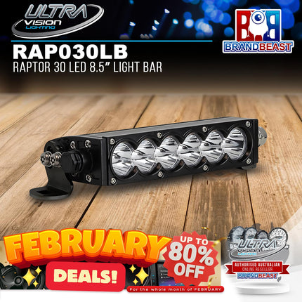 Ultra Vision Lighting RAP030LB4Sv2 Raptor 30 LED 8.5‚Ä≥ Light Bar - 4000K & Spread