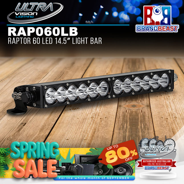 Ultra Vision Lighting RAP060LBv2 Raptor 60 LED 14.5" Light Bar - 5700K & Combo