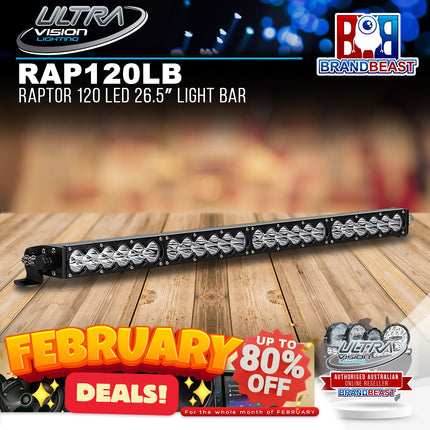 Ultra Vision Lighting RAP120LB4Sv2 Raptor 120 LED 26.5‚Ä≥ Light Bar - 4000K & Spread