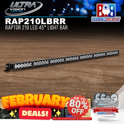 Ultra Vision Lighting RAP210LBRR4Sv2 Raptor 210 LED 45‚Ä≥ Light Bar - 4000K & Spread