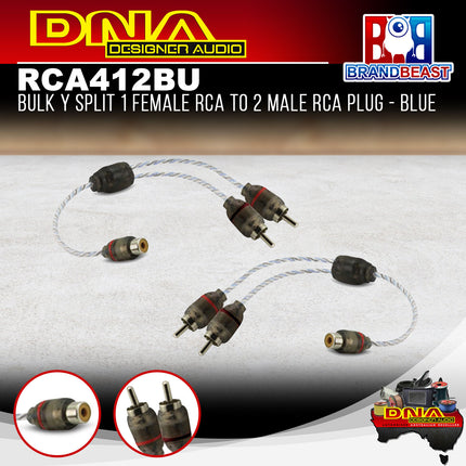 DNA RCA412BU 1 Female RCA To 2 Male RCA Y Split Pro Spec Cable - Blue