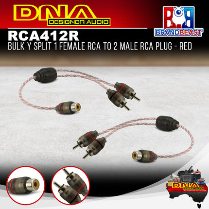 DNA RCA412R 1 Female RCA to 2 Male RCA Y Split Pro Spec Cable - Red