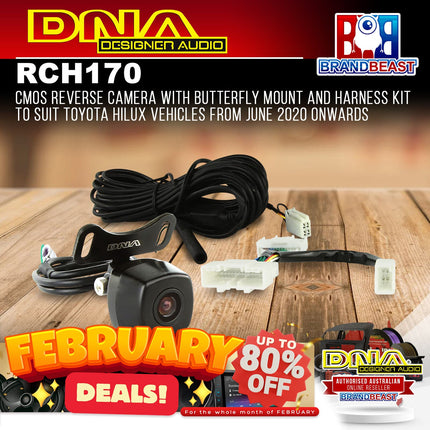 DNA RCH170 CMOS Reverse Camera With Butterfly Mount & Harness Suit Toyota Hilux