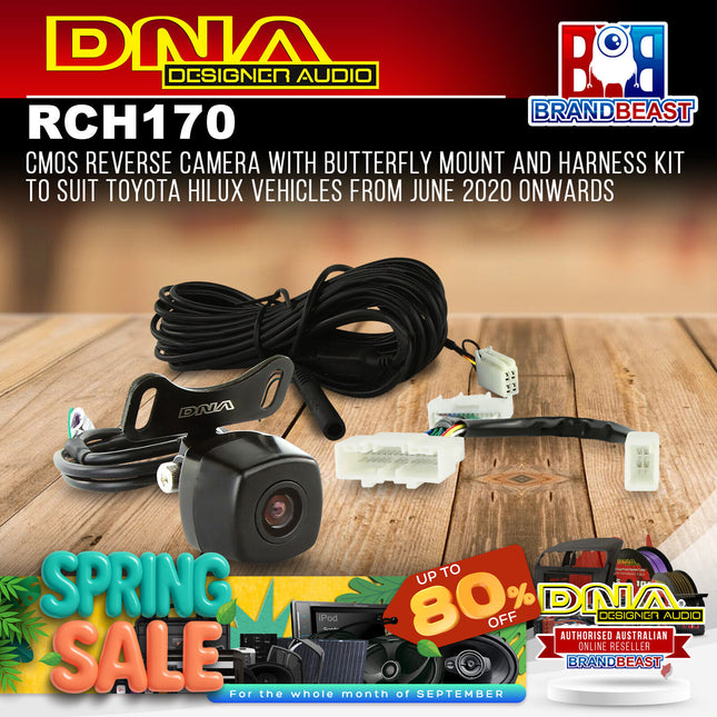 DNA RCH170 CMOS Reverse Camera With Butterfly Mount & Harness Suit Toyota Hilux