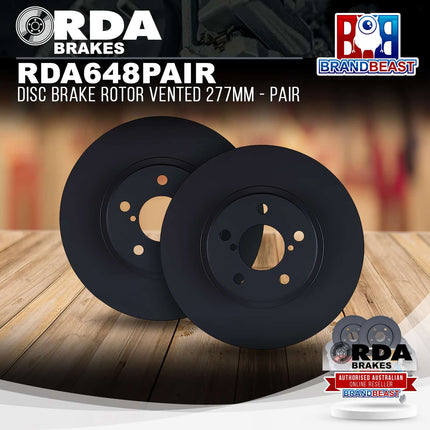 RDA Brakes RDA648 Disc Brake Rotor Vented 277mm - Pair