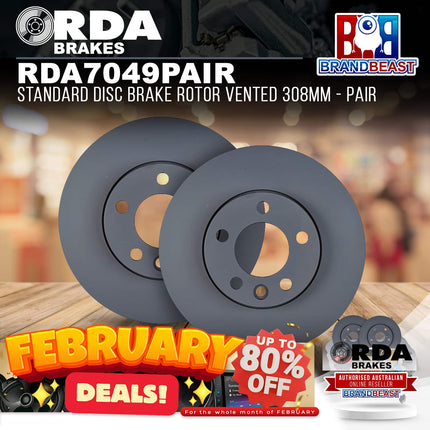 RDA Brakes RDA7049 Standard Disc Brake Rotor Vented 308mm - Single